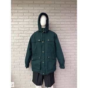 Windbreaker Men Green Long Sleeve Removable Hoodie Parker/ Jacket Size L